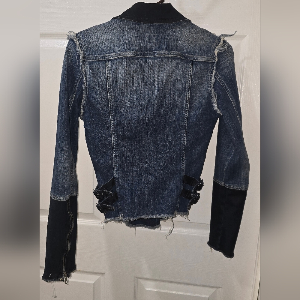 Guess Blue Denim Jacket with Black Accents - Picture 2 of 5